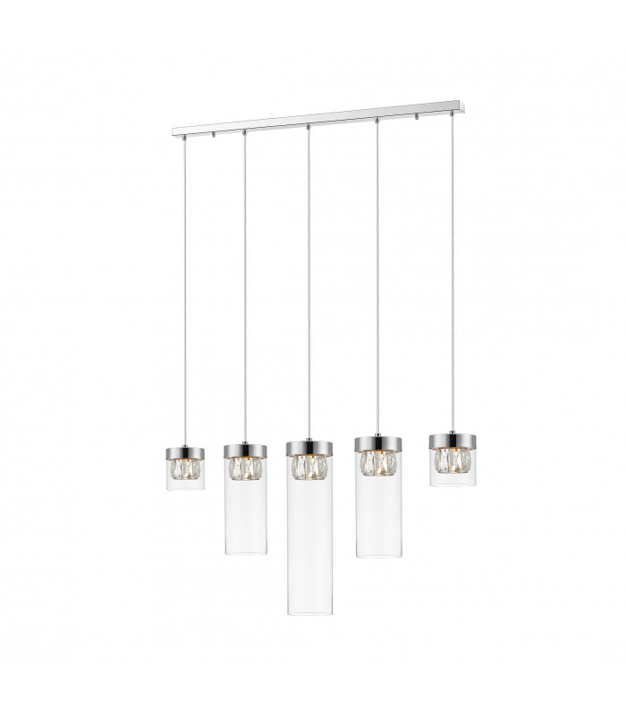 Gem Bar Pendant Ceiling Light, Chrome, 5x G9