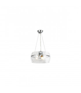 Merano Cylindrical Pendant Ceiling Light Chrome Glass 3x E27