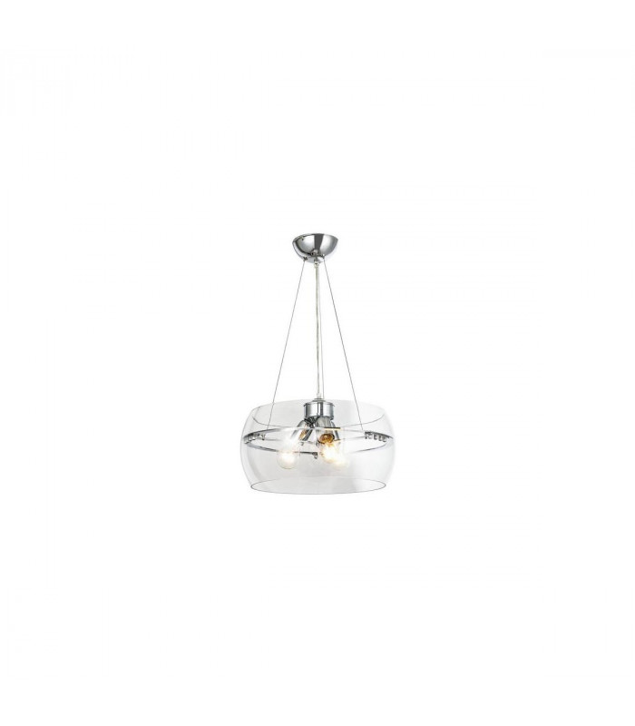 Merano Cylindrical Pendant Ceiling Light Chrome Glass 3x E27