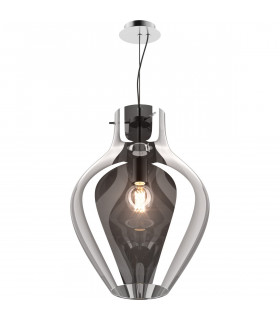 Bresso Large 38cm Dome Pendant Ceiling Light Smokey Chrome 1x E27