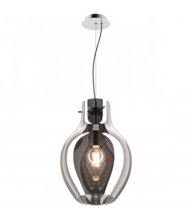 Bresso Medium 28cm Dome Pendant Ceiling Light Smokey Chrome 1x E27