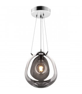 Moon 25cm Dome Pendant Ceiling Light Smokey Chrome 1x E27