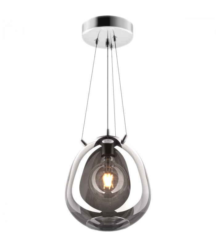 Moon 25cm Dome Pendant Ceiling Light Smokey Chrome 1x E27