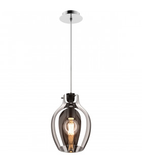 Bresso Small 18cm Dome Pendant Ceiling Light Smokey Chrome 1x E27