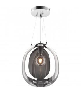 Moon 38cm Dome Pendant Ceiling Light Smokey Chrome 1x E27