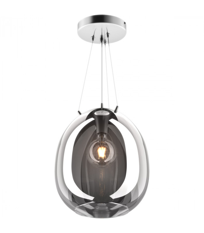 Moon 38cm Dome Pendant Ceiling Light Smokey Chrome 1x E27