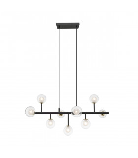 Riano Crystal Bar Pendant Ceiling Light Matt Black Gold 9x G9