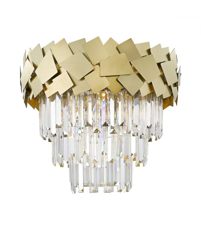 Quasar Crystal Ceiling Light Gold 6x E14
