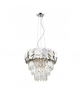 Quasar Crystal Pendant Ceiling Light Chrome 6x E14