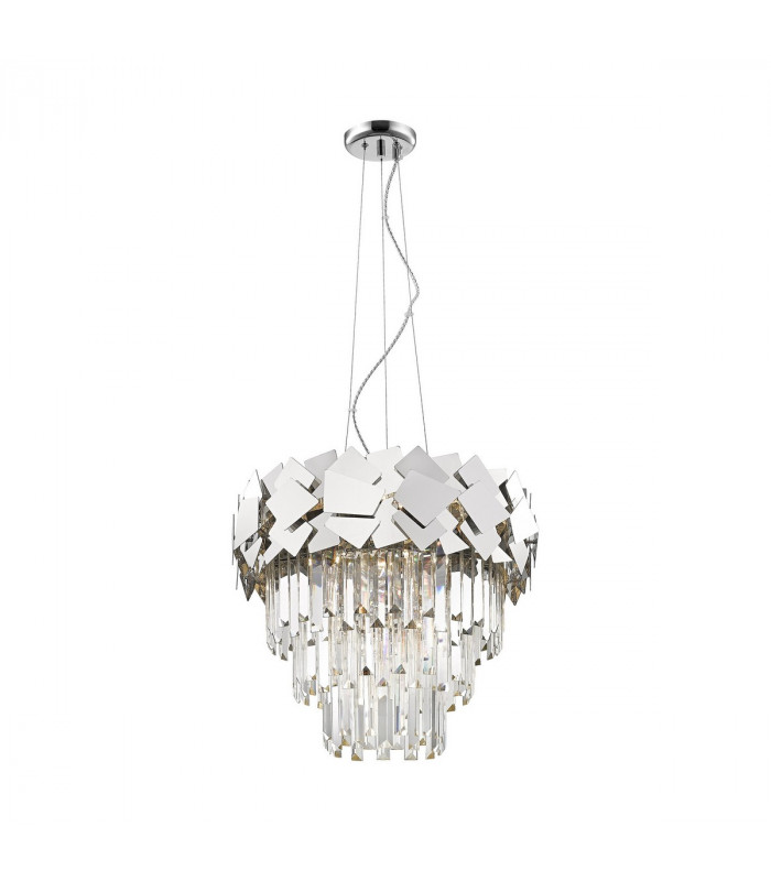 Quasar Crystal Pendant Ceiling Light Chrome 6x E14