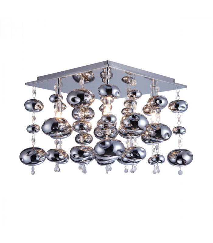 Elli Square Semi Flush Ceiling Light Chrome 5x G9