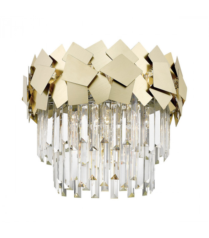 Quasar Crystal Ceiling Light Gold Clear 5x E14
