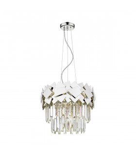 Quasar Crystal Pendant Ceiling Light Chrome 5x E14