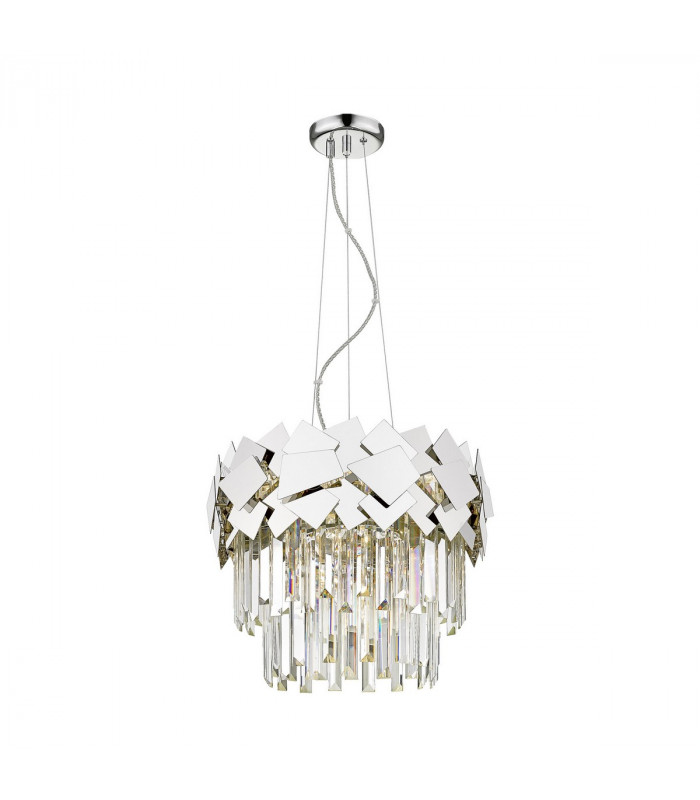 Quasar Crystal Pendant Ceiling Light Chrome 5x E14
