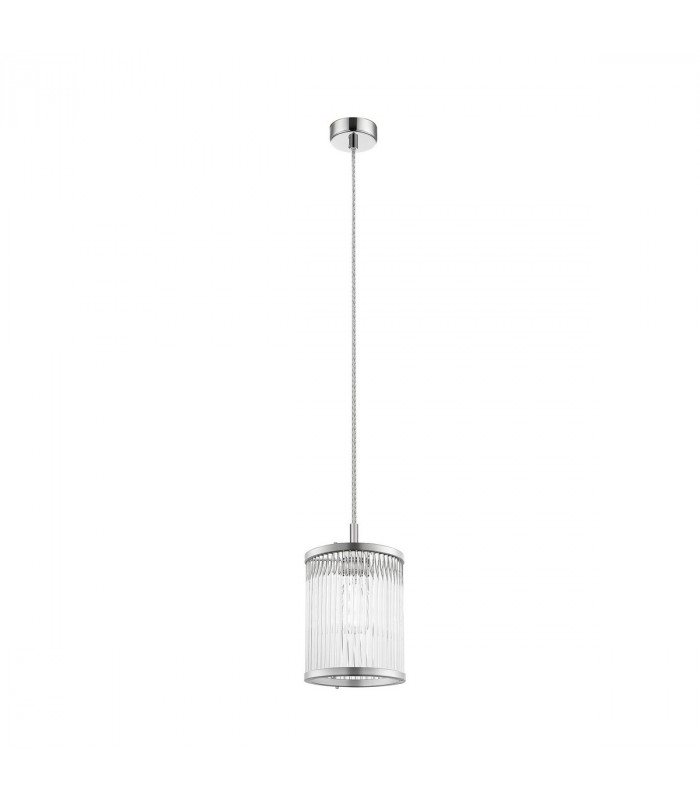 Sergio Cylindrical Pendant Ceiling Light Chrome 1x E14