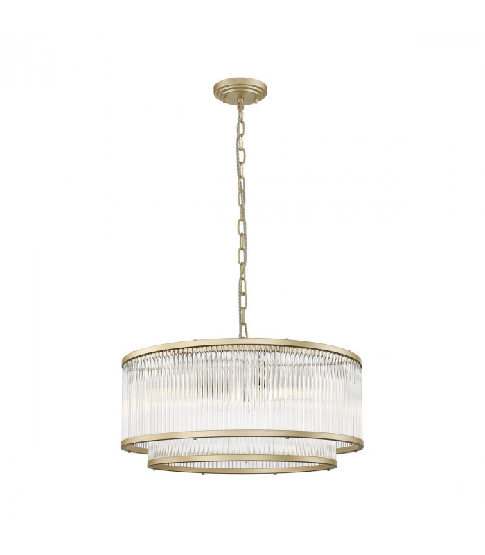 Sergio Cylindrical Pendant Ceiling Light Matt Gold 6x E14