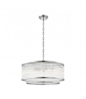 Sergio Cylindrical Pendant Ceiling Light Chrome 6x E14