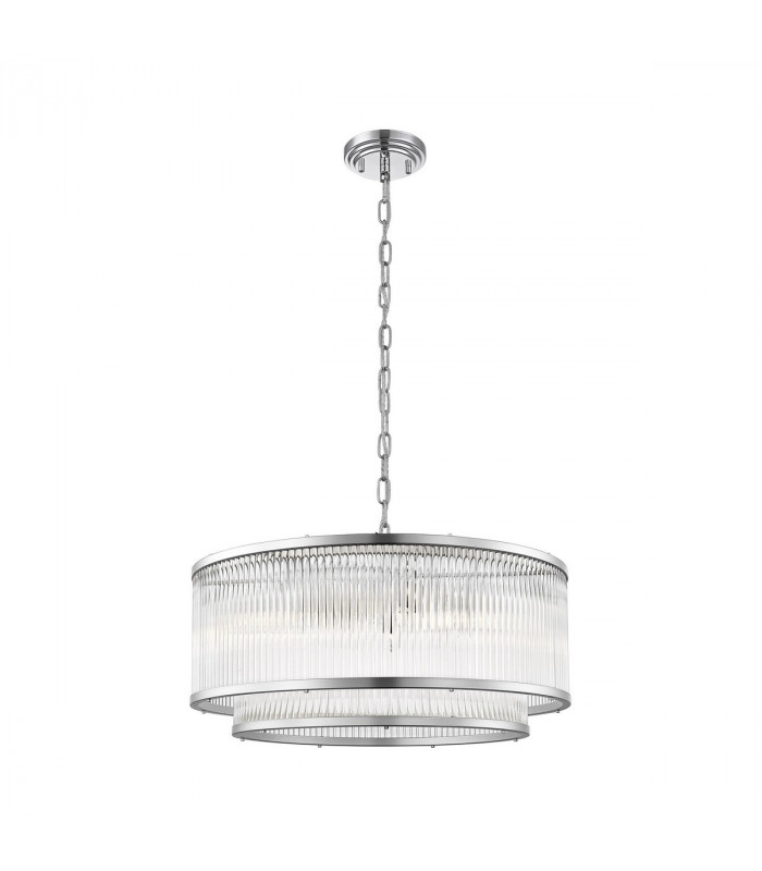 Sergio Cylindrical Pendant Ceiling Light Chrome 6x E14