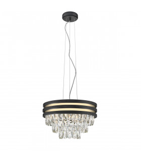 Naica Crystal Pendant Ceiling Light Matt Black Metal Clear 4x E14