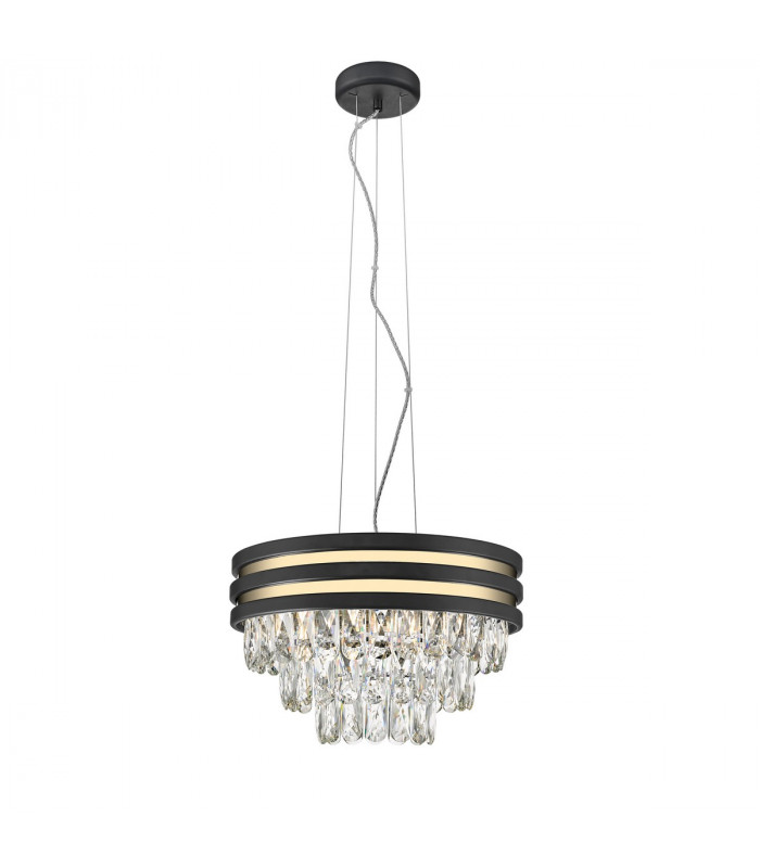 Naica Crystal Pendant Ceiling Light Matt Black Metal Clear 4x E14