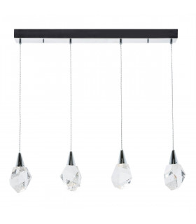 Ore Integrated LED Crystal 4 Light Bar Pendant Ceiling Light Chrome Clear