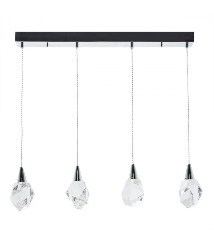 Ore Integrated LED Crystal 4 Light Bar Pendant Ceiling Light Chrome Clear