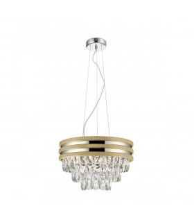 Naica Crystal Pendant Ceiling Light Matt Gold Clear 4x E14