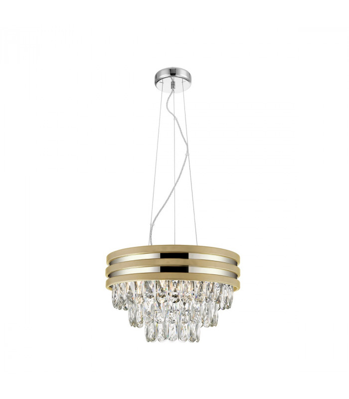 Naica Crystal Pendant Ceiling Light Matt Gold Clear 4x E14
