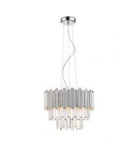 Gladius Crystal Pendant Ceiling Light Chrome Clear 5x E14