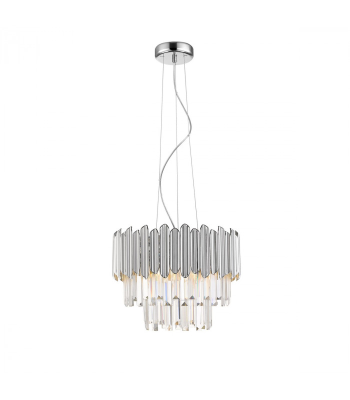 Gladius Crystal Pendant Ceiling Light Chrome Clear 5x E14