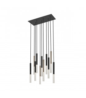 One Integrated LED Cluster Pendant Ceiling Light Matt Black French Gold 11 Light 4050lm 3000K