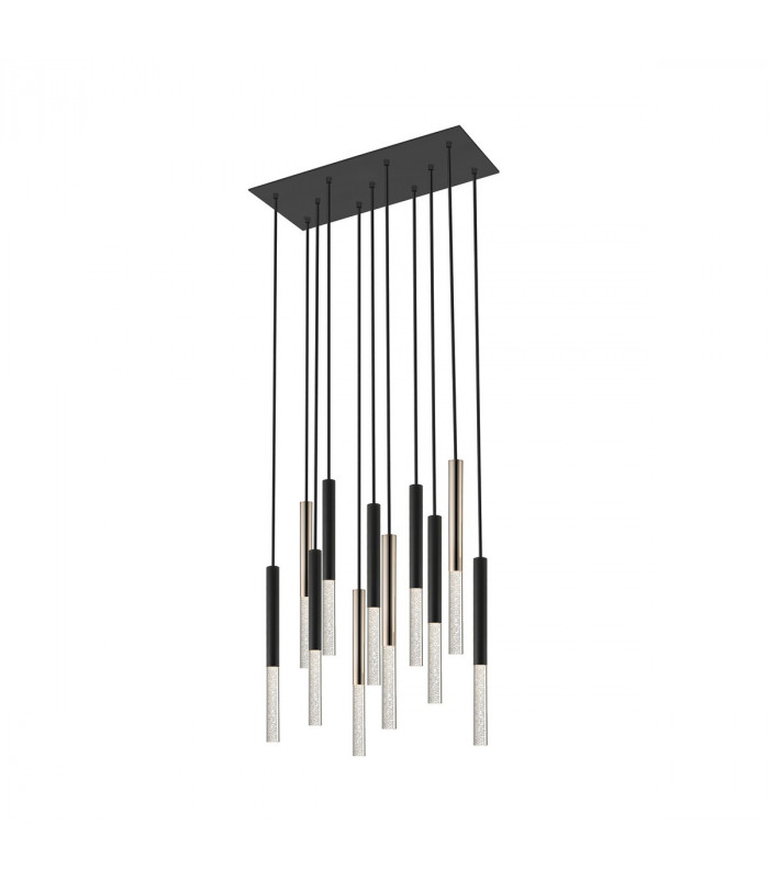 One Integrated LED Cluster Pendant Ceiling Light Matt Black French Gold 11 Light 4050lm 3000K