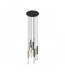 One Integrated LED Cluster Pendant Ceiling Light Matt Black French Gold 9 Light 4050lm 3000K