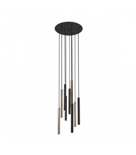 Loya Integrated LED 9 Light Cluster Pendant Ceiling Light Matt Black French Gold