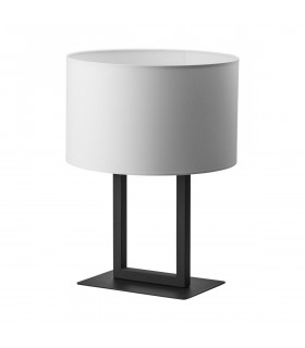 Tessa Table Lamp with Round Shade Black White 1x E27
