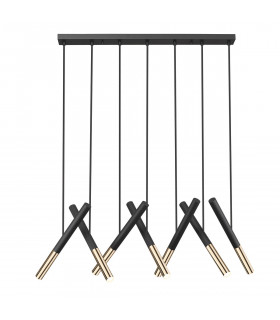 Loya Integrated LED Bar Pendant Ceiling Light Matt Black French Gold 7 Light 3000K 3150lm