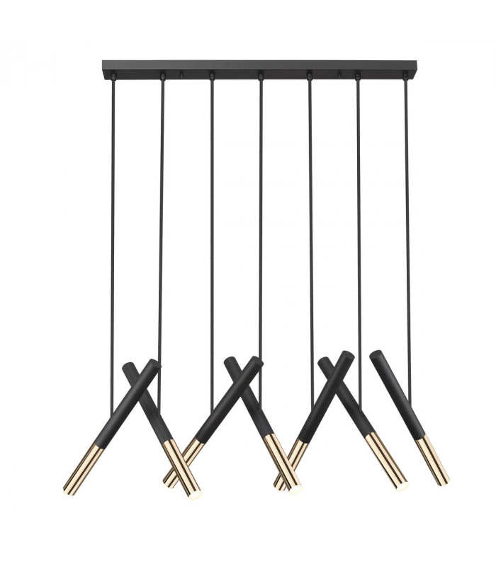 Loya Integrated LED Bar Pendant Ceiling Light Matt Black French Gold 7 Light 3000K 3150lm