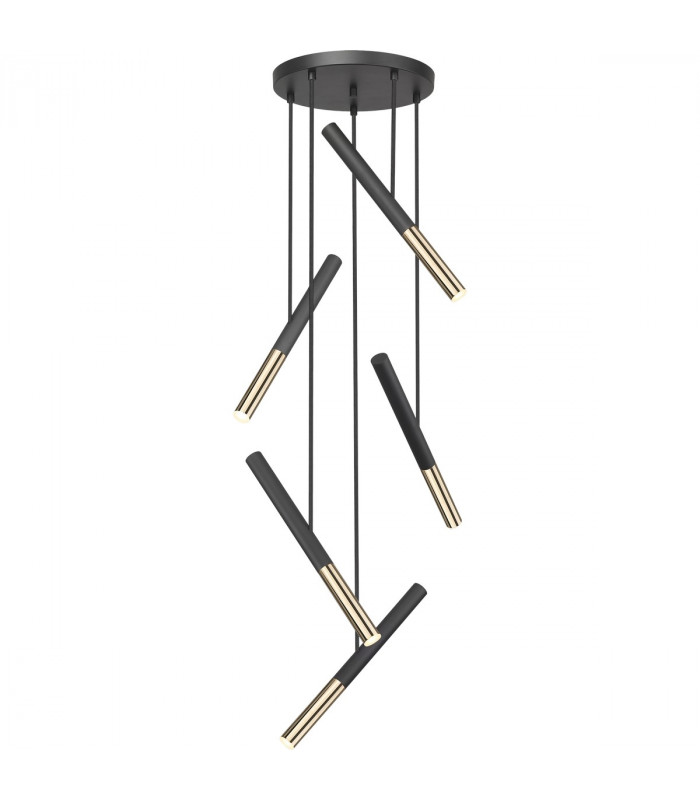 Loyalampa Integrated LED Cluster Pendant Ceiling Light Matt Black French Gold 3000K 2250Lm
