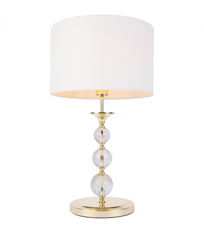 Rea Table Lamp with Round Shade Gold White 1x E27
