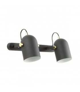 Aries Twin Ceiling Spotlight Matt Black Gold White 2x E27