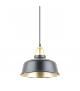 Mensa Dome Pendant Ceiling Light Matt Black Gold 1x E27