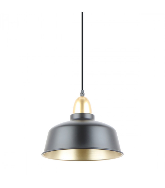 Mensa Dome Pendant Ceiling Light Matt Black Gold 1x E27