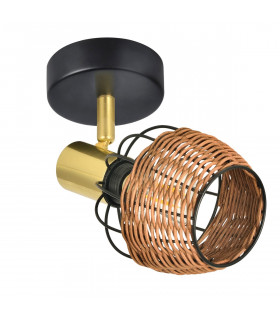Copa Single Spotlight Black Gold Rattan 1x E14