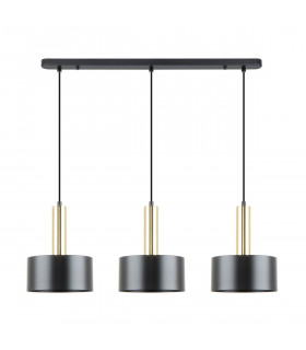 Leo Bar Pendant Ceiling Light Matt Black Gold 3x E27