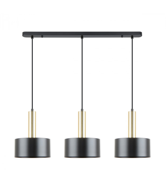 Leo Bar Pendant Ceiling Light Matt Black Gold 3x E27