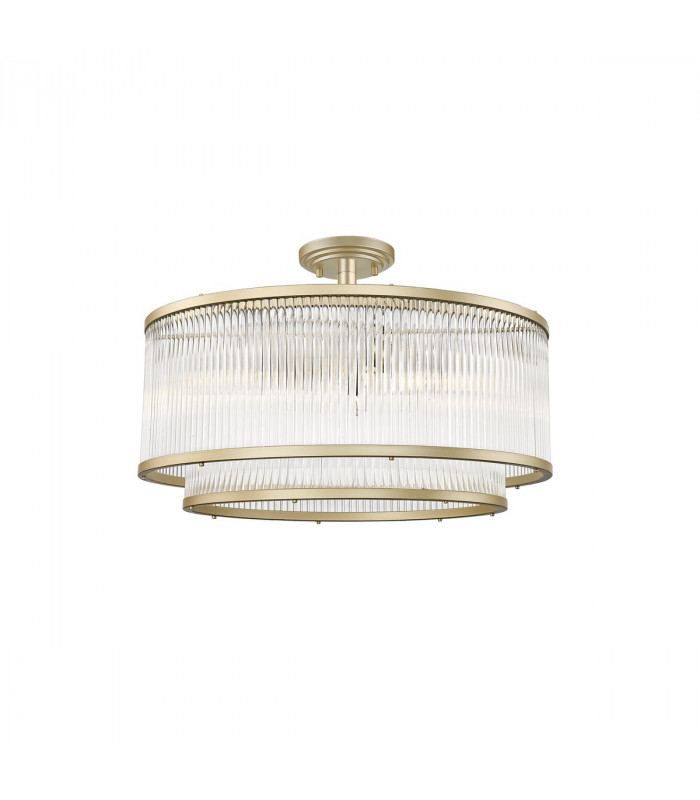 Sergio Cylindrical Ceiling Light Matt Gold Glass 6x E14