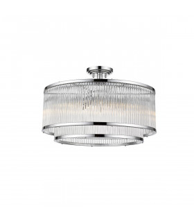 Sergio Cylindrical Ceiling Light Chrome Glass 6x E14