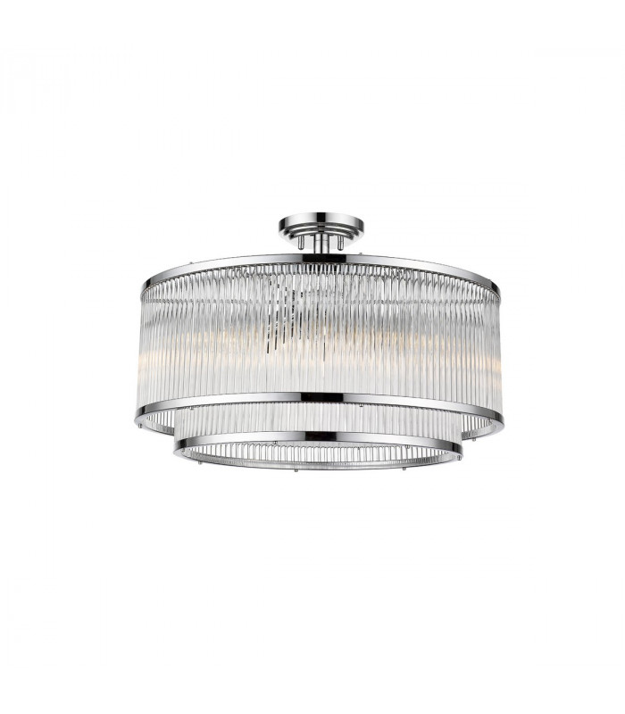 Sergio Cylindrical Ceiling Light Chrome Glass 6x E14