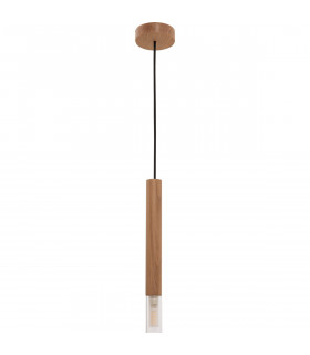 Madera Slim Pendant Ceiling Light Wood 1x G9