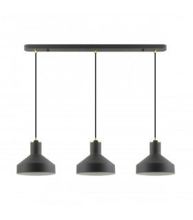 Sigma Bar Pendant Ceiling Light Matt Black Clear White 3x E27